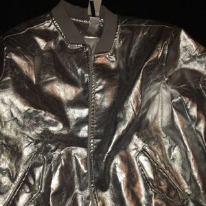 silver bomber jacket